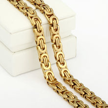 Load image into Gallery viewer, 7mm High quality Flat Byzantine Link Necklace For Mens Boys Gold Color