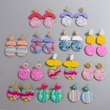 Load image into Gallery viewer, AENSOA Unique Colorful Abstract Pattern Polymer Clay Earrings for