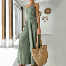 Load image into Gallery viewer, Single Shoulder Sling Rompers Loose Jumpsuit Solid Vintage Wide Leg