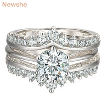 Load image into Gallery viewer, Newshe Luxury Solid 925 Sterling Silver Wedding Engagement Rings Set