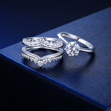 Load image into Gallery viewer, Newshe Luxury Solid 925 Sterling Silver Wedding Engagement Rings Set