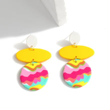 Load image into Gallery viewer, AENSOA Unique Colorful Abstract Pattern Polymer Clay Earrings for