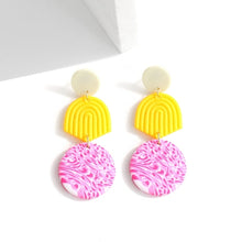 Load image into Gallery viewer, AENSOA Unique Colorful Abstract Pattern Polymer Clay Earrings for