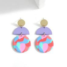 Load image into Gallery viewer, AENSOA Unique Colorful Abstract Pattern Polymer Clay Earrings for