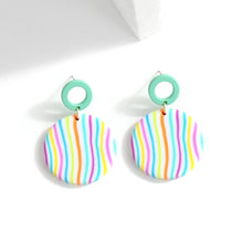 Load image into Gallery viewer, AENSOA Unique Colorful Abstract Pattern Polymer Clay Earrings for