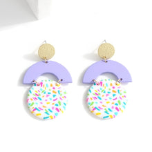 Load image into Gallery viewer, AENSOA Unique Colorful Abstract Pattern Polymer Clay Earrings for