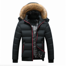 Load image into Gallery viewer, Mens Two Tone Puffer Jacket with Removable Hood