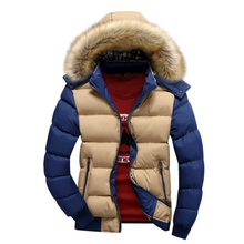 Load image into Gallery viewer, Mens Two Tone Puffer Jacket with Removable Hood
