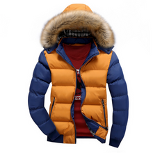 Load image into Gallery viewer, Mens Two Tone Puffer Jacket with Removable Hood