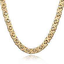 Load image into Gallery viewer, 7mm High quality Flat Byzantine Link Necklace For Mens Boys Gold Color