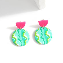 Load image into Gallery viewer, AENSOA Unique Colorful Abstract Pattern Polymer Clay Earrings for