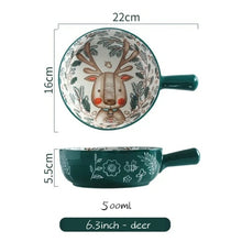 Load image into Gallery viewer, Single Handle Ceramic Bowl Noodle Bowl Forest Animal Design Large Bowl