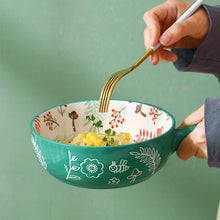 Load image into Gallery viewer, Single Handle Ceramic Bowl Noodle Bowl Forest Animal Design Large Bowl
