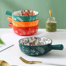 Load image into Gallery viewer, Single Handle Ceramic Bowl Noodle Bowl Forest Animal Design Large Bowl