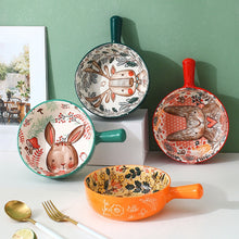 Load image into Gallery viewer, Single Handle Ceramic Bowl Noodle Bowl Forest Animal Design Large Bowl