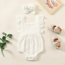 Load image into Gallery viewer, Summer Newborn Infant Baby Girls Romper + Headband Muslin Sleeveless
