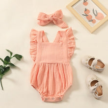 Load image into Gallery viewer, Summer Newborn Infant Baby Girls Romper + Headband Muslin Sleeveless