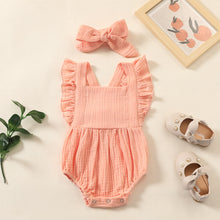 Load image into Gallery viewer, Summer Newborn Infant Baby Girls Romper + Headband Muslin Sleeveless