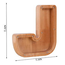 Load image into Gallery viewer, Twenty six Letter Piggy Bank Wooden Coin Money Saving Box Jar Coins