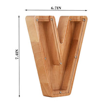 Load image into Gallery viewer, Twenty six Letter Piggy Bank Wooden Coin Money Saving Box Jar Coins