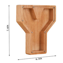 Load image into Gallery viewer, Twenty six Letter Piggy Bank Wooden Coin Money Saving Box Jar Coins