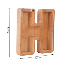 Load image into Gallery viewer, Twenty six Letter Piggy Bank Wooden Coin Money Saving Box Jar Coins