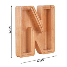 Load image into Gallery viewer, Twenty six Letter Piggy Bank Wooden Coin Money Saving Box Jar Coins