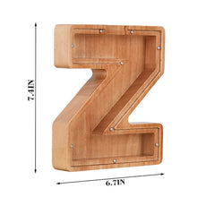 Load image into Gallery viewer, Twenty six Letter Piggy Bank Wooden Coin Money Saving Box Jar Coins