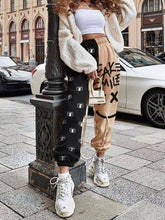 Load image into Gallery viewer, Leopard Print Stitching Women Pants Spring Elastic Waist Slim Long