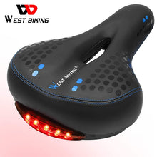 Load image into Gallery viewer, WEST BIKING Bicycle Saddle with Tail Light Thicken Widen MTB Soft
