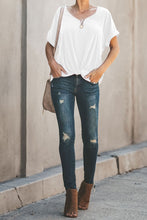Load image into Gallery viewer, White Plain Crew Neck Short Sleeve Twist T Shirt