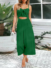 Load image into Gallery viewer, V Neck Bow Suspender Playsuit Wide Leg Pants Overalls
