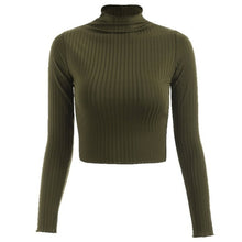 Load image into Gallery viewer, Women Wear Autumn Knitting High Collar Long Sleeve Shirt Sexy Slim