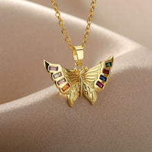 Load image into Gallery viewer, Zircon Butterfly Pendant Necklace For Women Stainless Steel Gold Chain