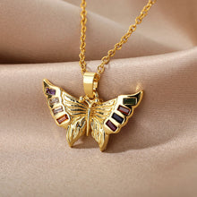 Load image into Gallery viewer, Zircon Butterfly Pendant Necklace For Women Stainless Steel Gold Chain