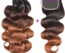 Load image into Gallery viewer, 10A Grade #1B/4/30 Body Wave #1B/4/27 BUNDLES with CLOSURES & FRONTALS