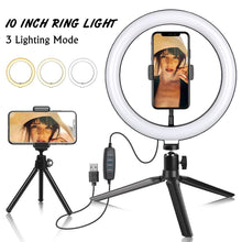 Load image into Gallery viewer, 10 " Ring Light Camera Tripod Mini Camera Holder Slip Clip Set