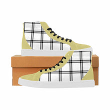 Load image into Gallery viewer, Buffalo Plaid Black and White High Top Canvas Womens Shoes