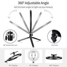 Load image into Gallery viewer, 10 " Ring Light Camera Tripod Mini Camera Holder Slip Clip Set
