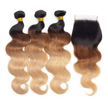 Load image into Gallery viewer, 10A Grade #1B/4/30 Body Wave #1B/4/27 BUNDLES with CLOSURES & FRONTALS