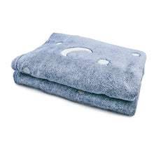 Load image into Gallery viewer, Glow in the dark Blanket, Moon Stars & Cat Neck Pillow-Blue