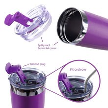 Load image into Gallery viewer, DRINCO® 20oz Insulated Tumbler w/Spill Proof Lid, 2 Straws(Purple)