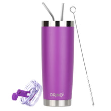 Load image into Gallery viewer, DRINCO® 20oz Insulated Tumbler w/Spill Proof Lid, 2 Straws(Purple)