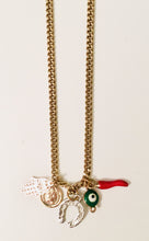Load image into Gallery viewer, Red Horn and Evil Eye Talisman Necklace - Talisman Jewelry