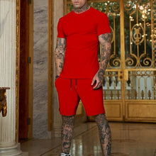 Load image into Gallery viewer, Short Sleeve T-shirt Men Set Two Pieces | Shorts Two Piece Set Men
