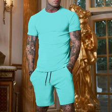 Load image into Gallery viewer, Short Sleeve T-shirt Men Set Two Pieces | Shorts Two Piece Set Men
