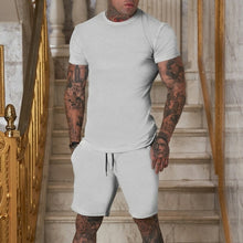 Load image into Gallery viewer, Short Sleeve T-shirt Men Set Two Pieces | Shorts Two Piece Set Men
