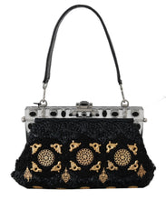 Load image into Gallery viewer, Dolce &amp; Gabbana VANDA Black Crystal Tassel Gold Charms Party Bag
