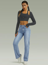 Load image into Gallery viewer, Straight Leg Jeans for Women,High Waisted Wide Leg Loose Microelastic Boyfried Denim Pants
