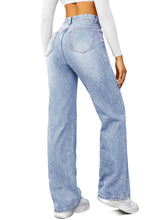 Load image into Gallery viewer, Straight Leg Jeans for Women,High Waisted Wide Leg Loose Microelastic Boyfried Denim Pants

